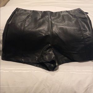 She and Sky black leather shorts